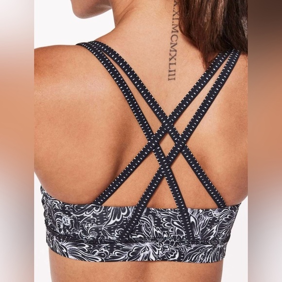 Lululemon Energy Bra Infinity Energy Bra Alpine White Black Size 4 - Picture 2 of 9